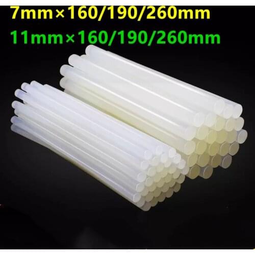 5PCS/Lot Non-Toxic 7mm X160/190/260mm 11mm X160/190/260mm Adhesive Craft Sticks Hot Melt Glue Sticks Translucent Free shipping