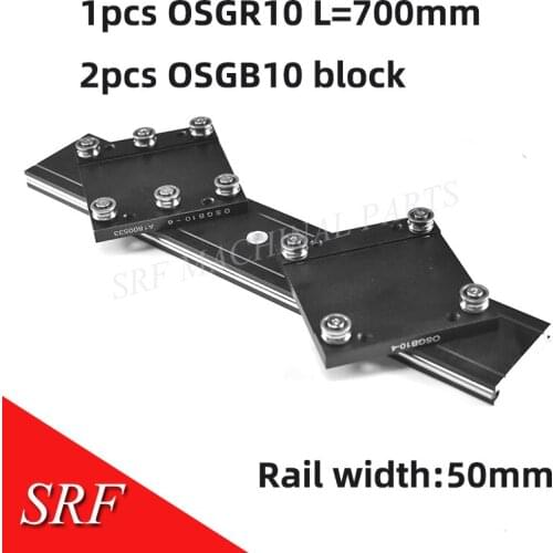 50mm width external dual axis linear guide OSGR10 L=700mm+2pcs OSGB10 Roller linear guide rail slide block