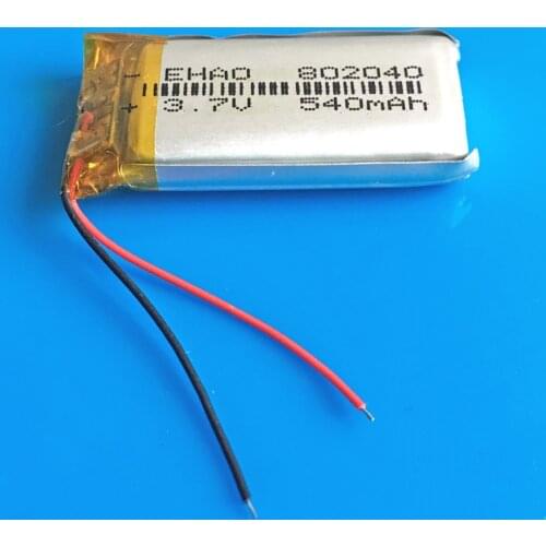 802040 3.7V 540mAh Polymer lithium Lipo ion battery rechargeable customized wholesale CE FCC ROHS MSDS quality certification