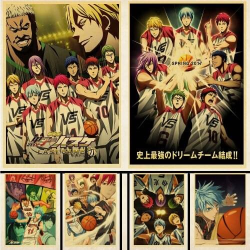 Anime Kurokos Basketball Poster Retro Kraft Paper Poster Bar Cafe Bedroom Living Room Decoration Painting Wall Sticker