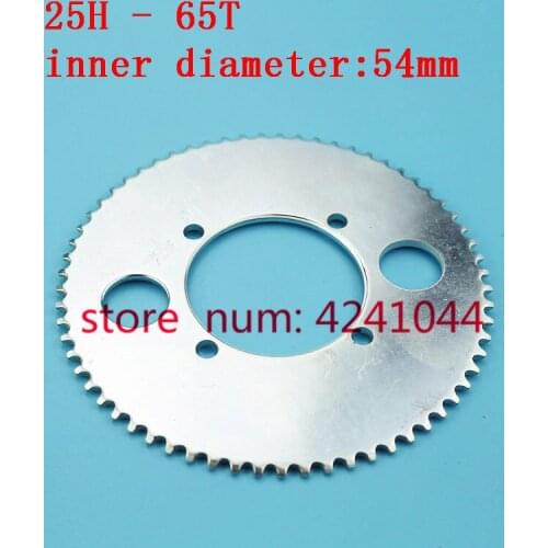 Free shipping 25H 65T Tooth Sprocket Chain Wheel 54mm For Pocket Bike Mini ATV Quad E-scooter Bicycle Moto Bike Part