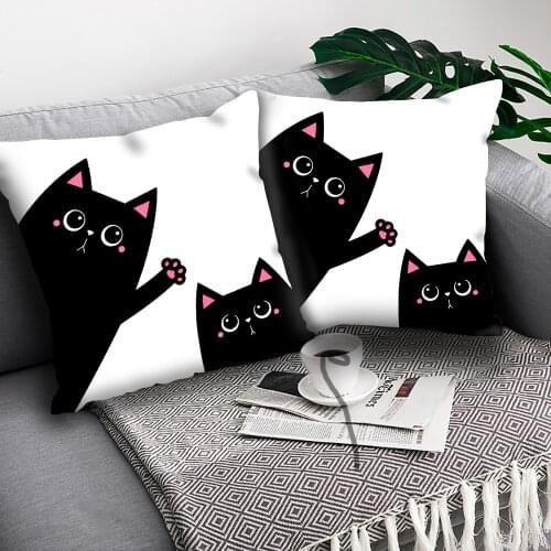 Cartoon Pet Dog Print Throw Pillow Cover Cute cat Cushion Covers Pillow Case Home Decor Pillows Cases for Sofa Funda Cojin