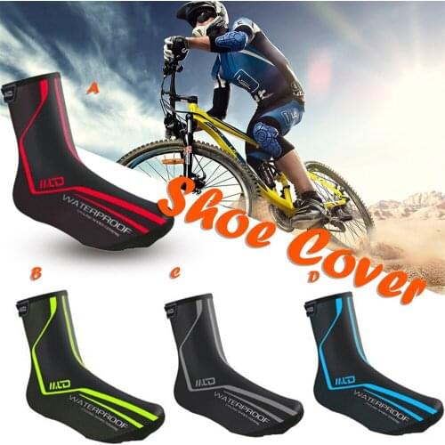 Bicycle shoe cover PU fleece warm and waterproof shoe cover mountain bike unisex windproof winter cold winter cycling shoe cover