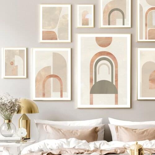Color Block Arched Geometry Modular Wall Art Canvas Painting Nordic Posters And Prints Wall Pictures For Living Room Boho Decor
