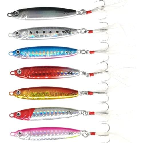 10/15/20/30g jig Shone Hard Spinning Bait Feather Metal jigger Fishing Lure Bass Hook Colorful Crankbait Jigging Long Sinking