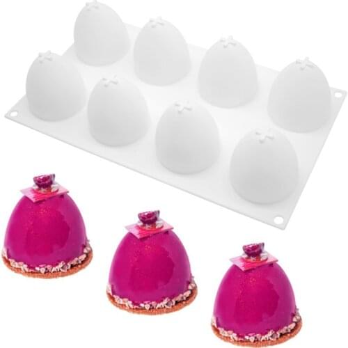 8 Cavity Half-round Egg Silicone Mold Chocolate Mousse Cake Mould Dessert Mousse Mold Cake Decoration Tools Cake Tools