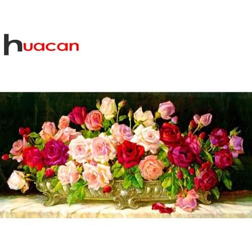 Huacan Full Square/Round Diamond Painting Flower Rose 5D DIY Diamonds Embroidery Kits Decorations Home Gift