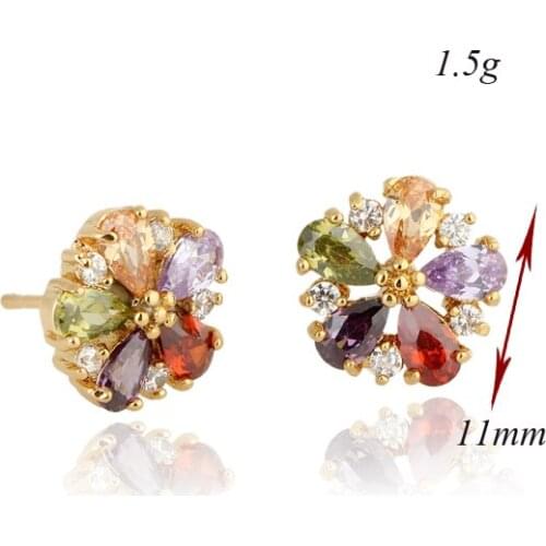 Hot Sale Trendy Popular Clear Crystal Flower Shaped Stud Earrings Fashion Austrian crystal Jewelry Wholesale Factory Price Drop