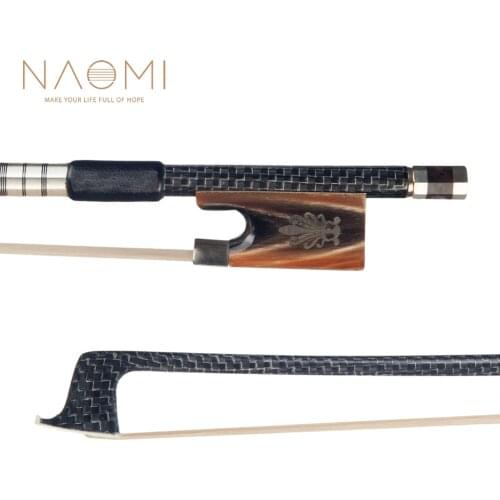 NAOMI Master Carbon Fiber Bow 4/4 Fiddle/ Violin Bow Silver Silk Braided Carbon Fiber Bow W/ Ox Horn Frog Durable Use