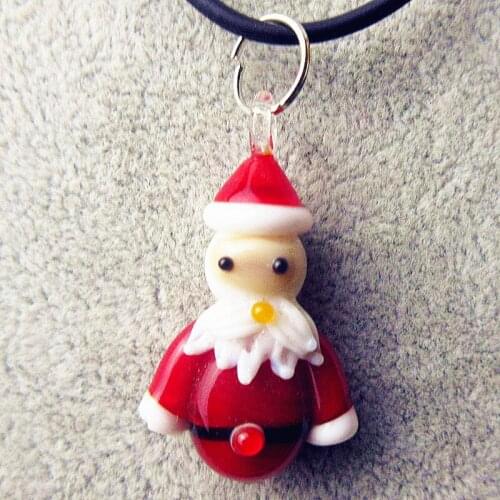 6pcs Custom Hand made Murano Glass Christmas Santa Claus figurines pendant miniature lovely ornaments DIY Necklace accessories