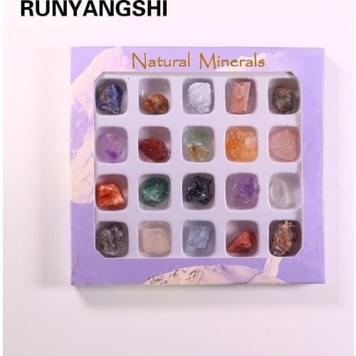 20pcs/set Natural Stone Mineral Specimens Irregular Raw Stones Rock Crystal Collection Research and Teaching Home Decor