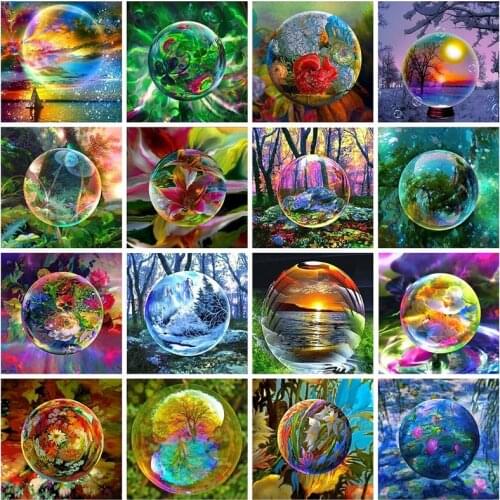 Diamond Painting Kits Full Round With AB Drill Landscape Diamond Embroidery Glass Ball Rhinestone Pictures Home Decoration Art