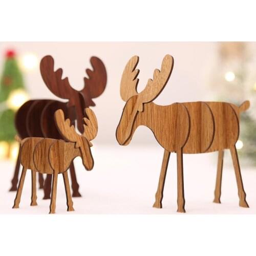 New 200pcs/lot DIY Wooden Elk Ornaments Christmas Ornaments Childrens Gifts Deer For Home Bars Shopping Malls Festive Pen
