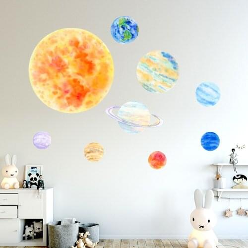 New nine planet wall stickers living room bedroom childrens room decorative wall stickers