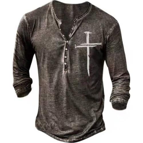 Fall Fashion Casual New T-Shirt Mens Casual Long-Sleeve T-Shirt Street Print T-Shirt Mens T-Shirt Top