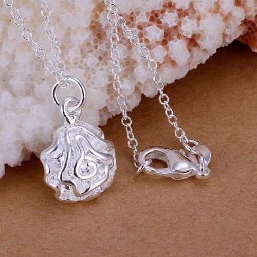 Pendant necklaces jewelry silver plated necklace silver fashion jewelry necklace rose jewelry wholesale suaf LP168
