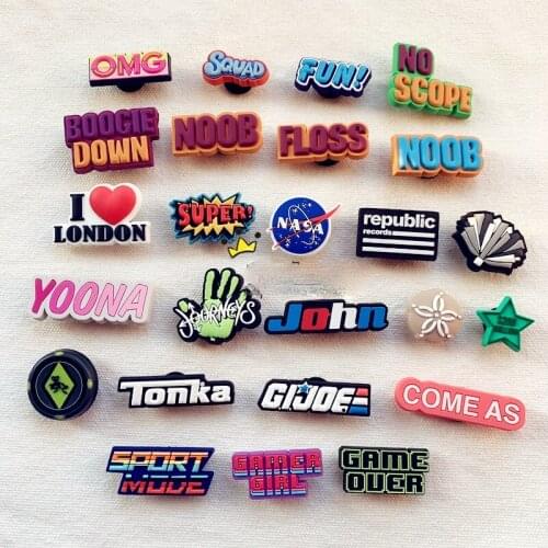 Geniune Cute Shoe Charms Accessories Cartoon Alphabet Letter Mark Pattern Shoes Buckle Decorations for Sandals Charms Kids Gift