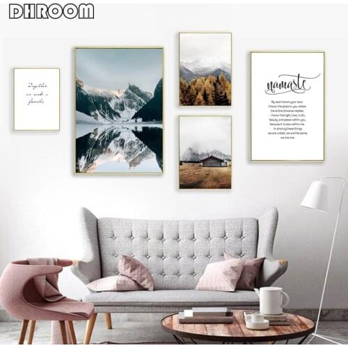 Scandinavian Canvas Poster Snowy Mountain Landscape Print Lake Wall Art Nature Painting Home Decoration Yoga Wall Pictures