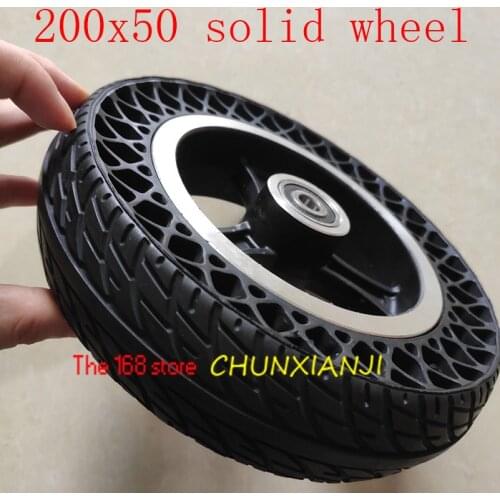 Size 200x50 Honeycomb wheel tyre with alloy hub 8 inch solid tire stab-proof, wear-resistant and non inflatable 200*50 tyre
