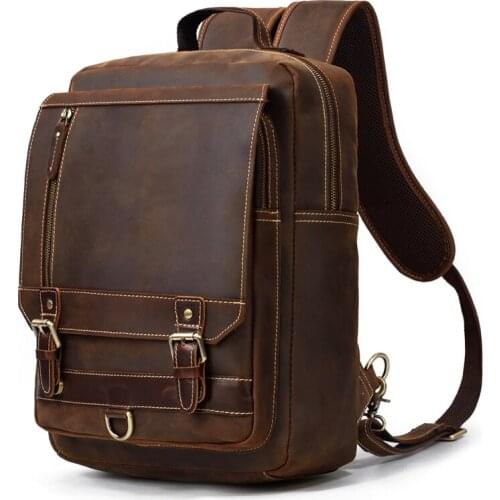 Large Leather Backpack Genuine Leather Backpack Real 15.6 inch Computer Cowhide Laptop Bag Vintage Retro Style School Bag