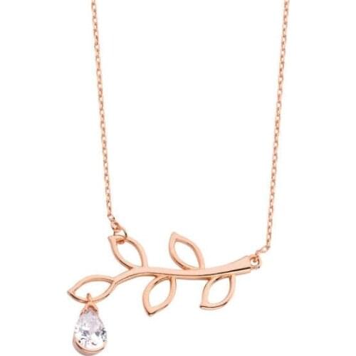 Olive Branch Water Drop Top Quality Silver Necklace