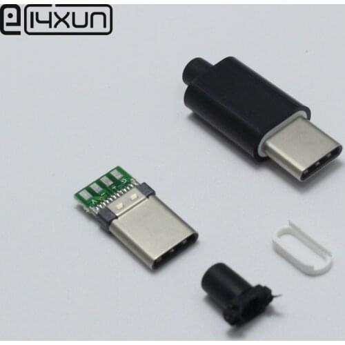 1 USB 3.1 Type C Male jack Plug Welding Type USB-C 3 in 1 PCB Connector For Apple iPhone 5 ipad ect Black