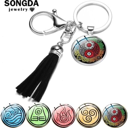 SONGDA New Avatar The Last Airbender Keychains Legend Of Korra Water Tribe Key Chain Tassel Keyring Kingdom Jewelry Trinket Gift
