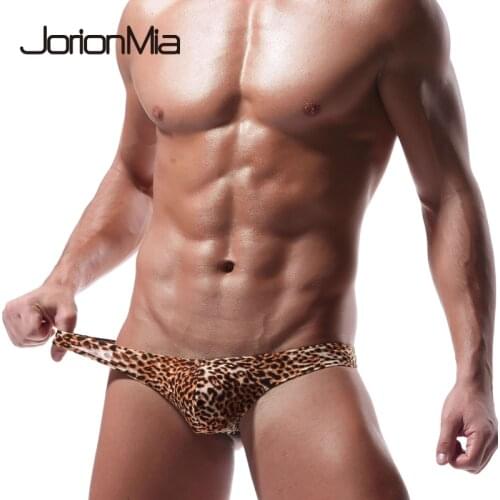Plus Size Men Thongs and G Strings Sexy Leopard Print Men Underwear Penis Pouch Panties Mens Bikini Briefs Jockstrap Cueca B205