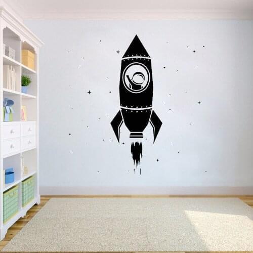 Vinyl Wall sticker for kids rooms decoration Outer space wall decals Rocket Ship Decal Astronaut Decal Kids Bedroom decor HY678