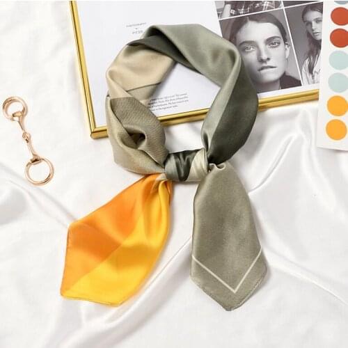 Yishine New 70x70cm Women Multifunction Polyester Silk Scarf Patchwork Geometry Pattern Satin Small Square Wraps Scarves