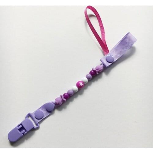 Newborn Baby Pacifier Clips Chain Baby Christmas Nipple Holder DIY Round Bead Pacifier Chain Clip for Child Nipple Folder G0051