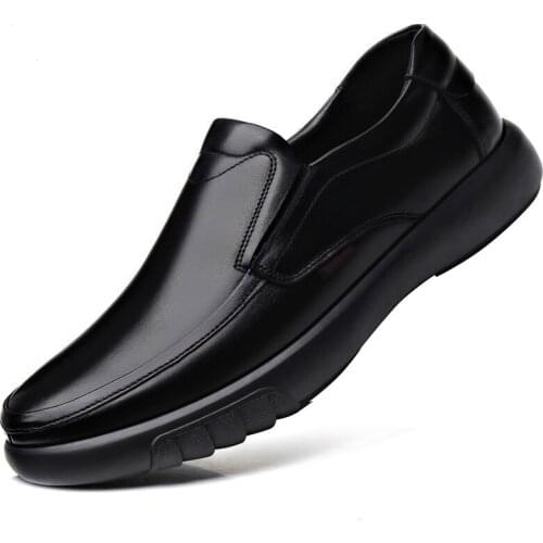 2020 Mens Genuine Leather Shoes 38-47 Head Leather Soft Anti-slip Rubber Loafers Shoes Man Casual Real Leather Shoes