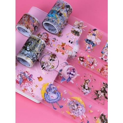 5 meter washi tape mobile phone glass bronzing frosted journal sticker pet transparent character text new
