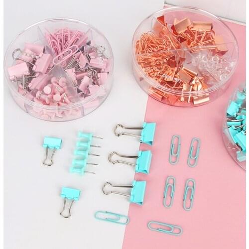 72pc Rose Gold Metal PaperClip Large-headed Binder Clips Clamp Office Binding Supplies Combination Delicate Stationery Clamp Ins