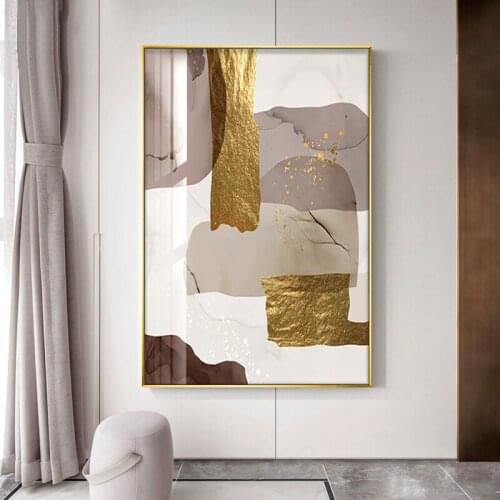 Abstract Canvas Paintings Morden Decorative Paintings Wall Art Aesthetic Room Decor Golden Wall Picture