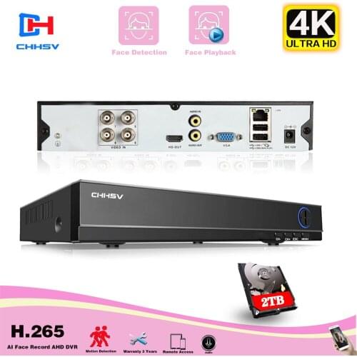 Ultra HD 4K 4CH AHD Analog Video Recorder H.265+ 4K 5MP 4CH 6 in 1 Hybrid DVR Wifi TVI CVBS CVI IP NVR For Home CCTV IPC IP Cam
