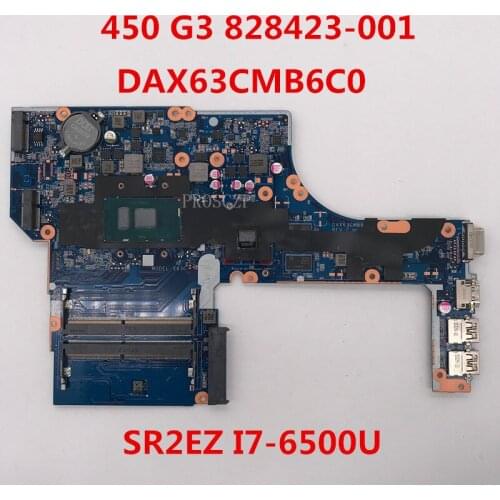 Free shipping For Probook 450 G3 Laptop motherboard 828423-001 DAX63CMB6C0 With SR2EZ I7-6500U CPU 100% working well