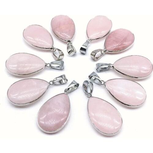 Necklace Pendants 5pcs/set Rose Quartzs Stone Charm For Women Jewelry making Really Color No Dyed Color