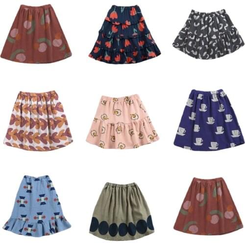 Pre-sale Kids Girls Skirt bobo 2021 Autumn Winter New Baby Girl Color Matching Print Floral Fashion Skirt Children Clothes 1-11Y
