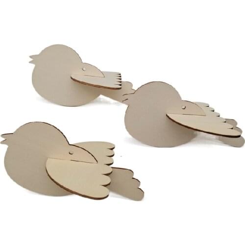 DIY Manual Accessories Wooden Bird Chips Puzzle Graffiti Chips