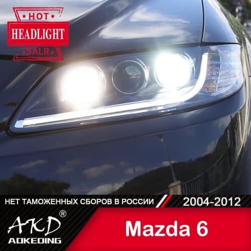 For Car mazda 6 Head Lamp 2004-2012 Mazda6 Car Accessory Fog Light Day Running Light DRL H7 LED Bi Xenon Bulb mazda 6 Headlights