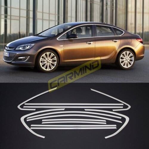 For Opel Astra J Sedan 12 Pcs Chrome Window Framework 2010 2011 2012 2013 2014 2015 2016 2017 2018 2019 2020 Auto Car Accessory