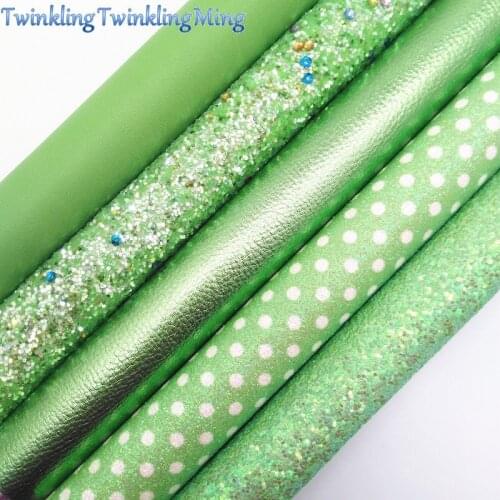 GREEN Chunky Glitter Canvas Sheet, 8"x11" Glitter Sheets, Faux Leather Sheet, Chunky Glitter Hair Bow & Earring Fabric XM005