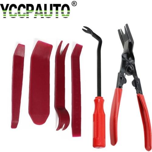 YCCPAUTO Car Removal Tools Door Panel Radio Repair tools Clip Pry Trim Dash Nail Puller Pliers Kits DIY Plastic metal 6Pcs/Set