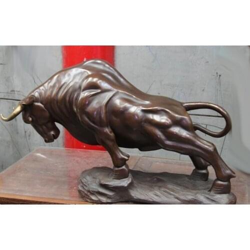 Chinese Feng Shui Bronze Copper Zodiac Year OX Bull Bull Cattle buffalo Statue free shipping