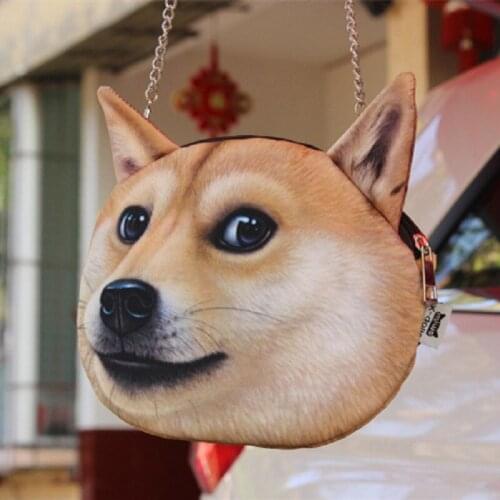 Creative Cat Dog Cosmetic Storage Bags 3D Animal Cat Tiger Lion Head Women Handbags With Chain