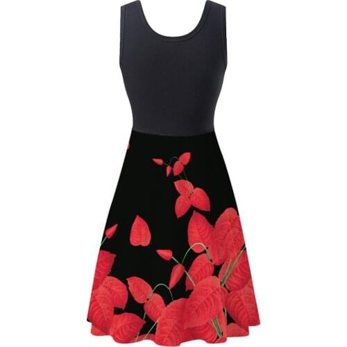 Dress Summer Women Sleeveless O-Neck Flower Print Tank Dresses S-5XL платье 2021 Vestidos Robe Femme Streetwear Dropshipping