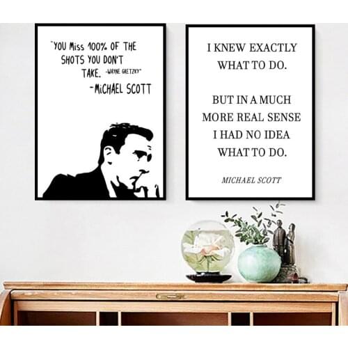 Michael Scott Canvas Painting Wall Art HD Print Abstract Black and White Poster Bedroom Home Decoration