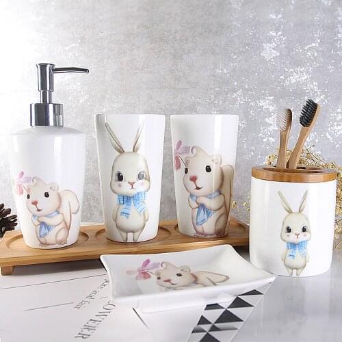 Bath set bathroom five-piece wash set brush tooth cup mouth cup tooth set ceramic toilet lo83159