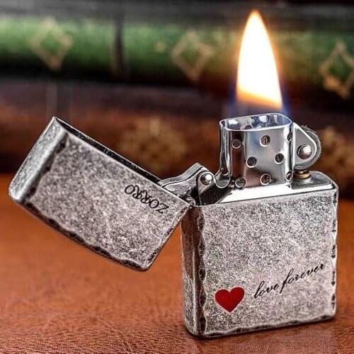 Zorro Knurling Creative Character Grinding Wheel Ignition Wind - proof Pure Copper Kerosene Lighter